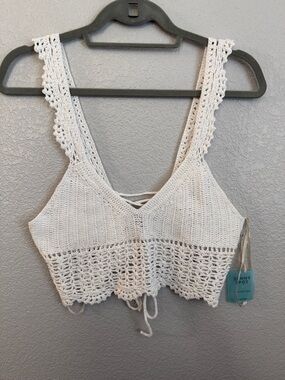 Forever 21 White Crochet V-Neck Camisole Bralette